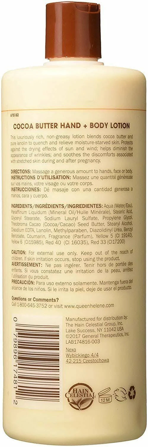 QUEEN HELENE - Lotion pour les mains et le corps au beurre de cacao